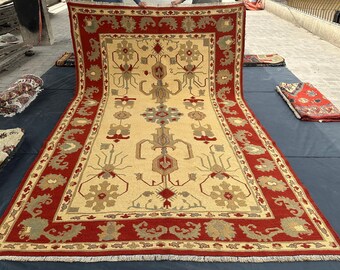 Large Antique Afghan Kilim Rug: 7x11 ft Handmade Soumak Wool Carpet
