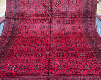 9x12 Handmade Wool Bukhara Rug: Turkmen Oriental Design