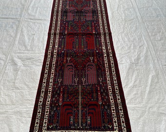 Handmade Antique Ala Khoja Wool Runner Rug: Afghan Tribal Decor (3x13)