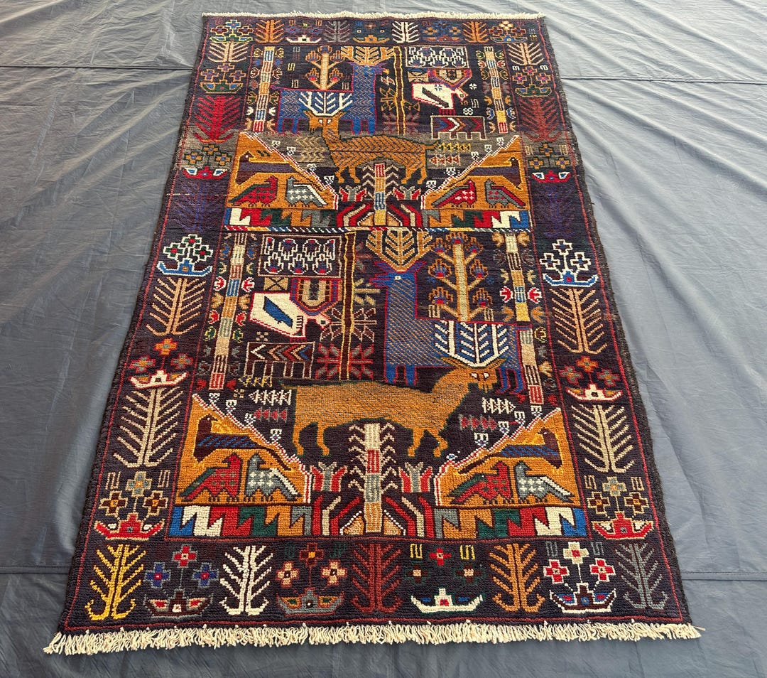 Wool Abstract Animal Pattern Rug 4x6 Vintage Wool Area Rug: Handmade Afghan Animal Pattern Rug - Etsy