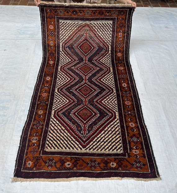 ヴィンテージ アフガニスタン バルーチカーペット：ハンドメイドウール
