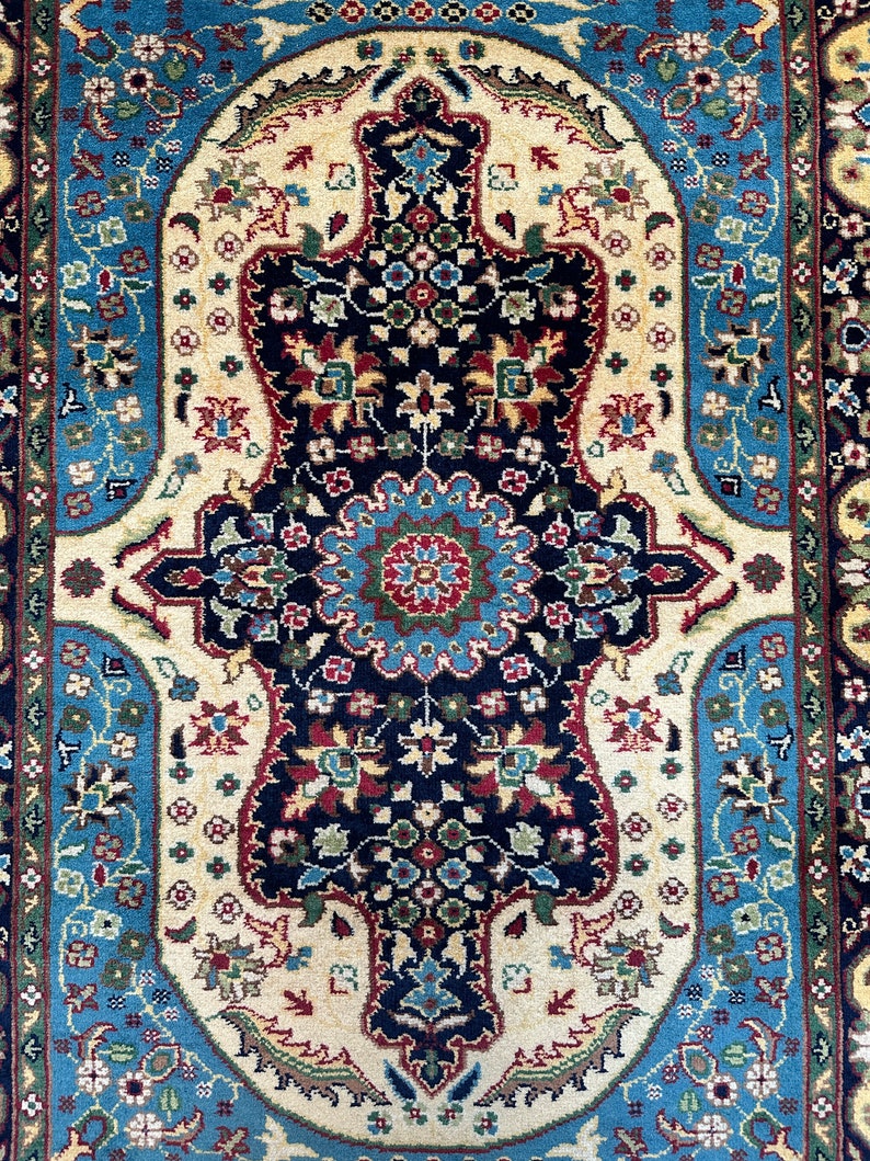 3 Ft X 10 Ft, Afghan Handmade Yellow and Blue Color Runner Rug