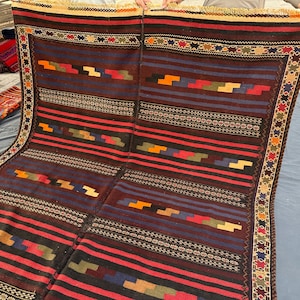 6x11 Ft Qalaino Kilim - Afghan Hand Knotted Tribal Rug - Antique Flatweave Kilim - Long Oriental Wool Kilim - Boho Long Hallway Runner Rug