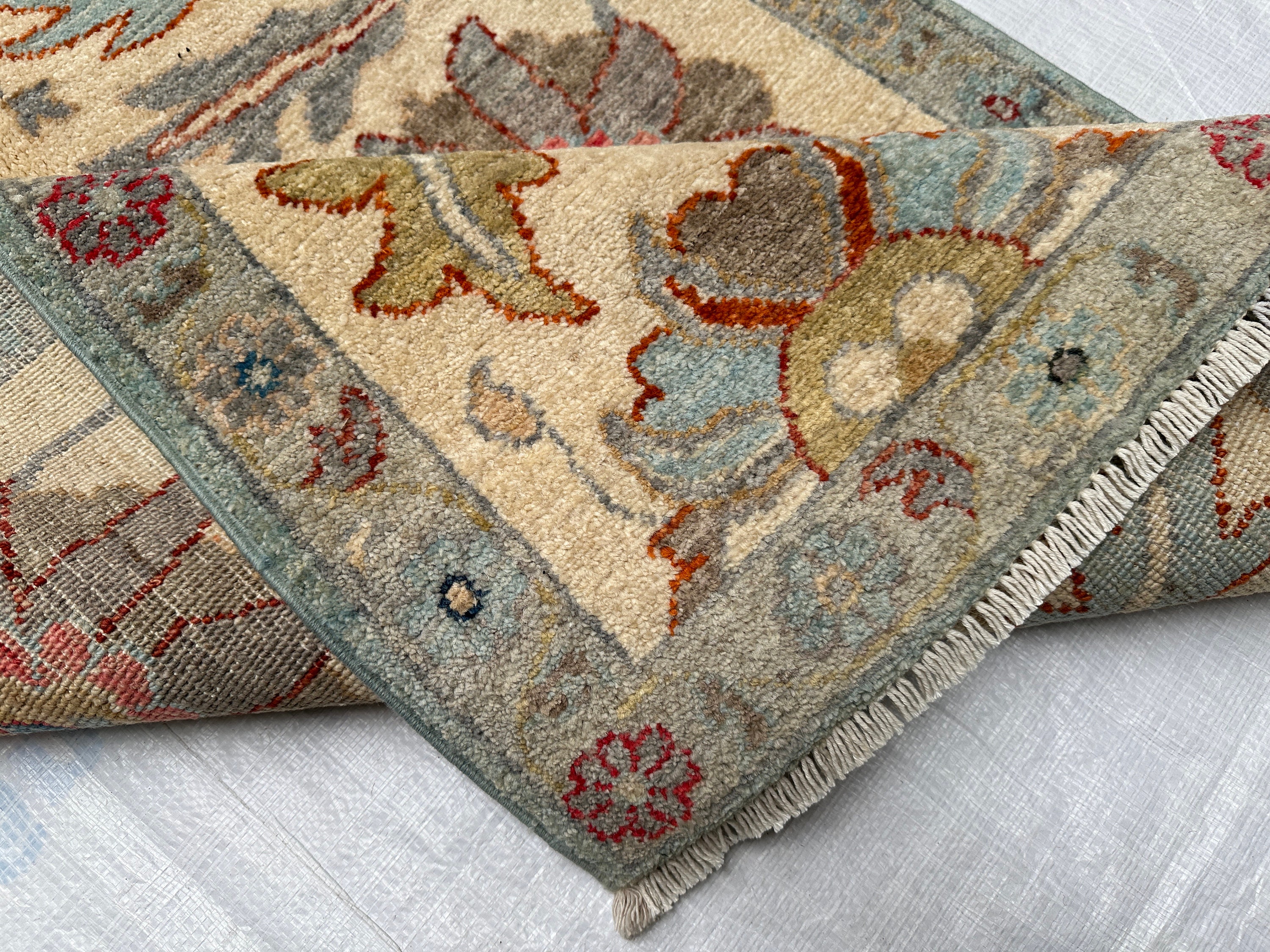 3x4 Afghan Hand Knotted Light Yellow Gul Design Small Area Rugwashable