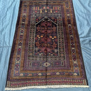 Washable Vintage Prayer Mat - 3x4 ft Handmade Wool Namaz Rug - Islamic Prayer Carpet - Muslim Salah Mat - Soft Pile Antique Islamic Decor