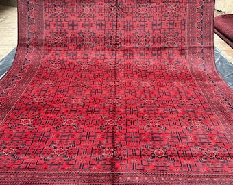 10x13 Afghan Hand-Knotted Wool Rug: Turkmen Bukhara Design