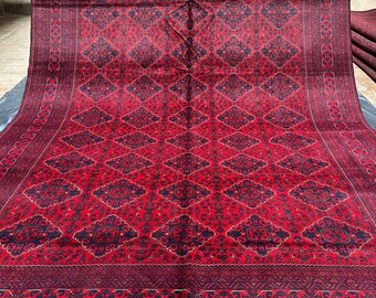 10x13 Kalisa Handmade Wool Rug: Afghan Turkmen Oriental Design