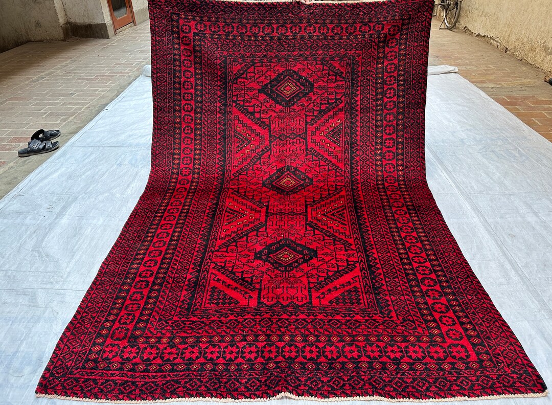 6x8 Antique Tribal Area Rug Afghan Hand Knotted Oriental Red Rug ...
