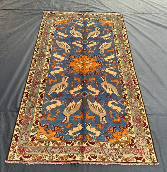 Vintage Baluchi Wool Rug: 4x6 Birds Print Afghan Tribal Rug - Etsy