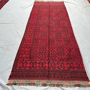 Olimi Vintage Kilim Long Rug - Afghan Handmade Antique Kilim Runner Rug - Washable Old 1980s Kilim Runner Rug - Rug For Hallway - Stairs