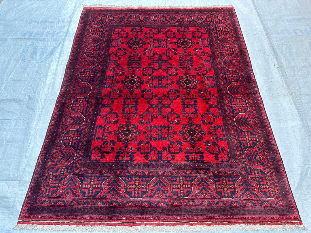 5x7 Afghan Handmade Khal Mohammadi Bukhara Design Red Rugtop Quality