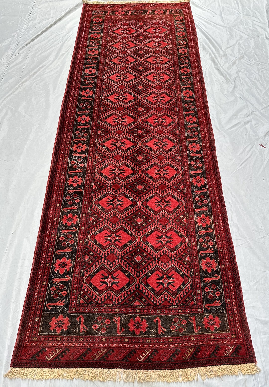 vintage rug 265cm×87cm トルクメン族 アフガン ランナー vintage rug