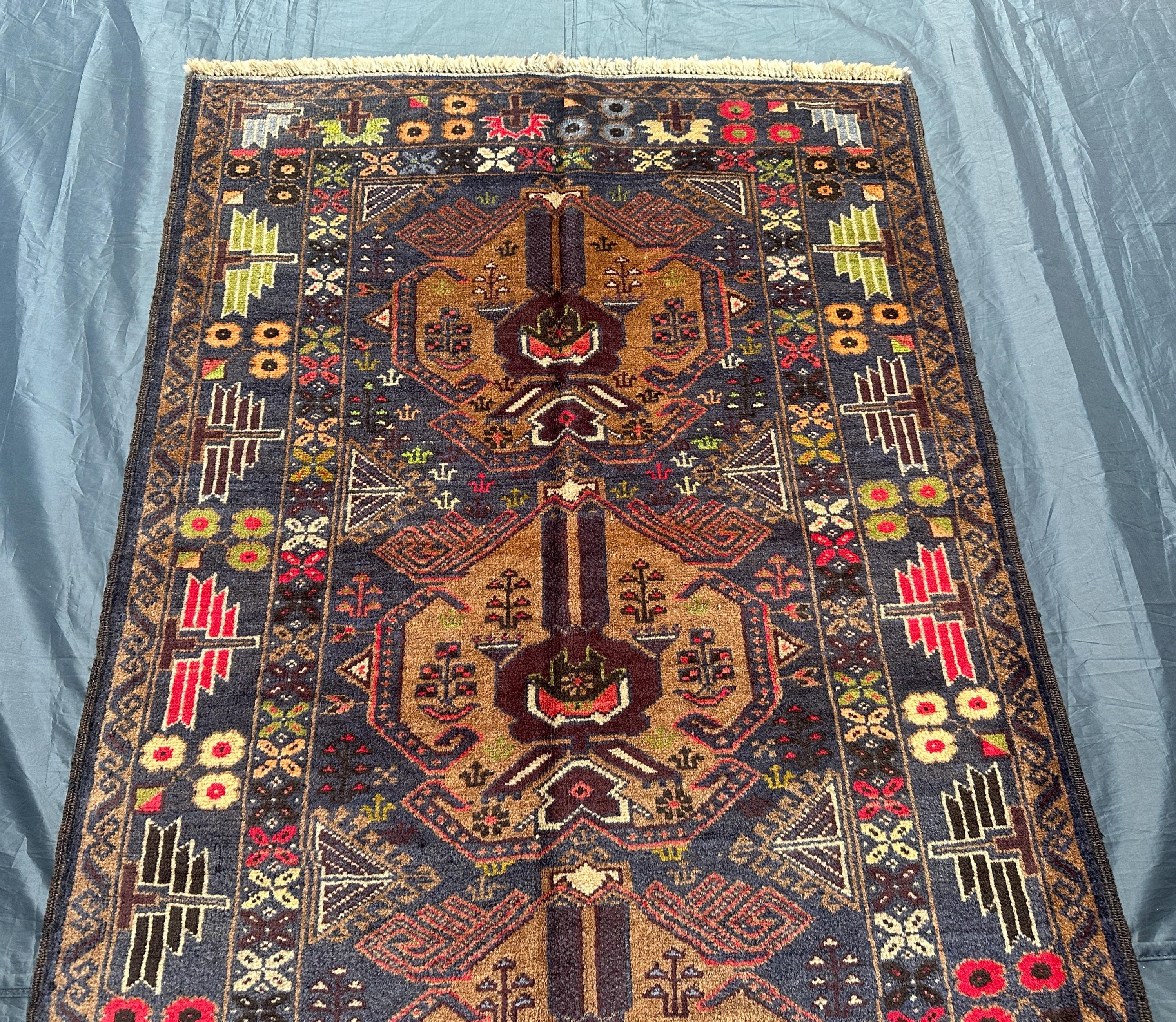 ヴィンテージ バルーチ ラグ：1920年代のアフガンウール、ネイビー