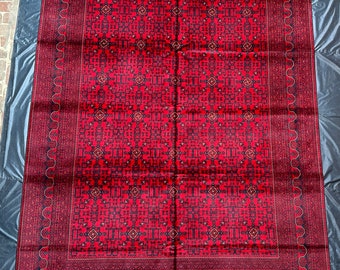 10x13 Afghan Bukhara Rug: Handmade Wool Tribal Area Rug