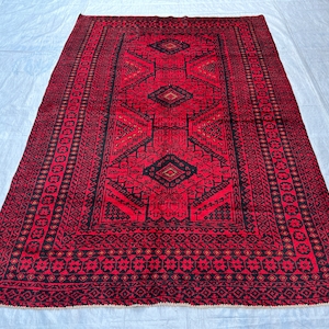 Antique Afghan Tribal Rug: Hand-Knotted Wool Oriental Carpet (6x8 ft.)