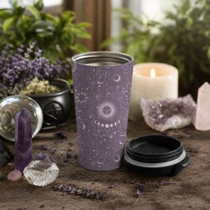 Celestial Astrology Zodiac Star Sun Moon Stainless Steel Travel Mug