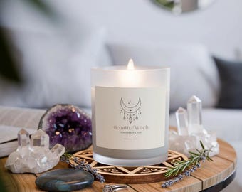 Hearth Witch | Cinnamon Chai Scented Premium Soy Candle | Frosted Glass 11oz