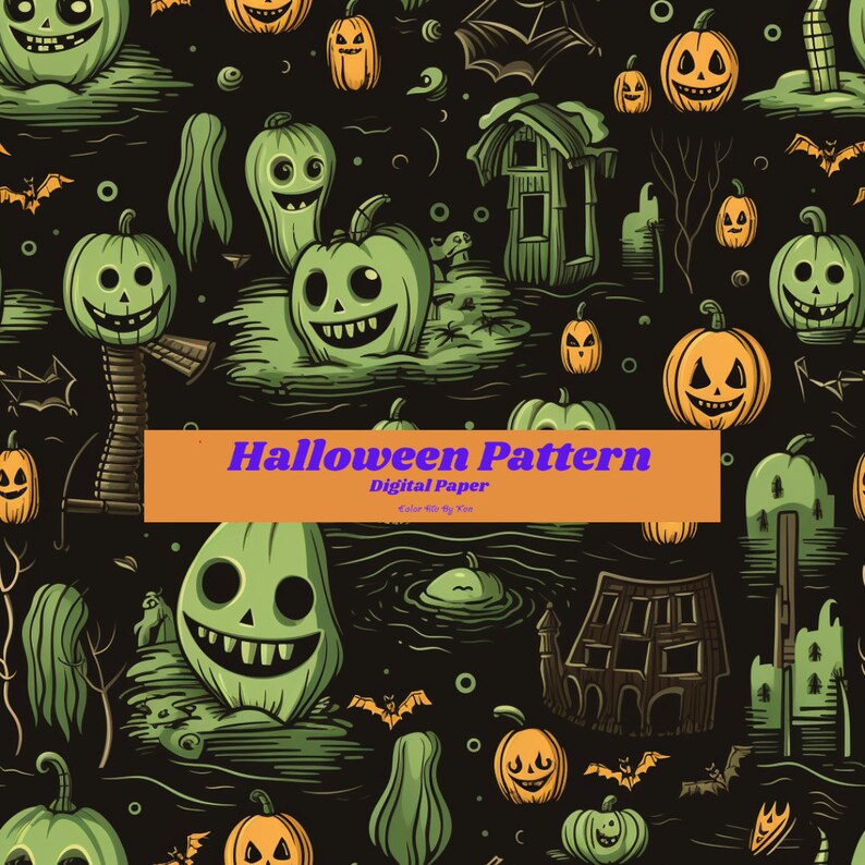Halloween Pattern Digital Paper, Seamless Pattern, Scrapbook, Junk ...