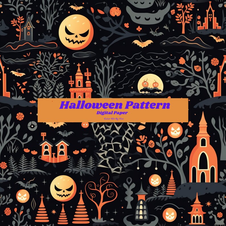 Halloween Pattern Digital Paper, Seamless Pattern, Scrapbook, Junk ...