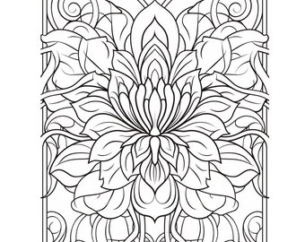 70 Floral Inspired Adult Coloring Pages, Mandela, Coloring Pages for Adults, Adult, printable