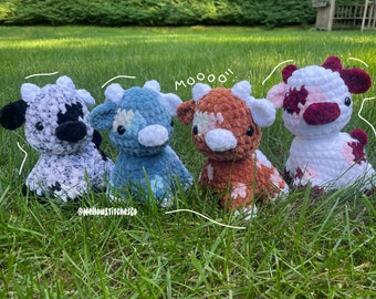 MellowStitchesCo FOUR COLORS AVAILABLE Plush Crochet Cow | Cow Stuffed Animal | Cow Plushie Crochet | Handmade Cow Toy | Crochet Cow Stuffie