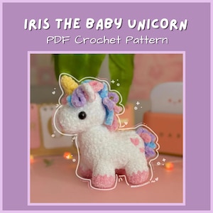 Virkmönster för Iris, enhörningens lilla | Amigurumi PDF (digital nedladdning)