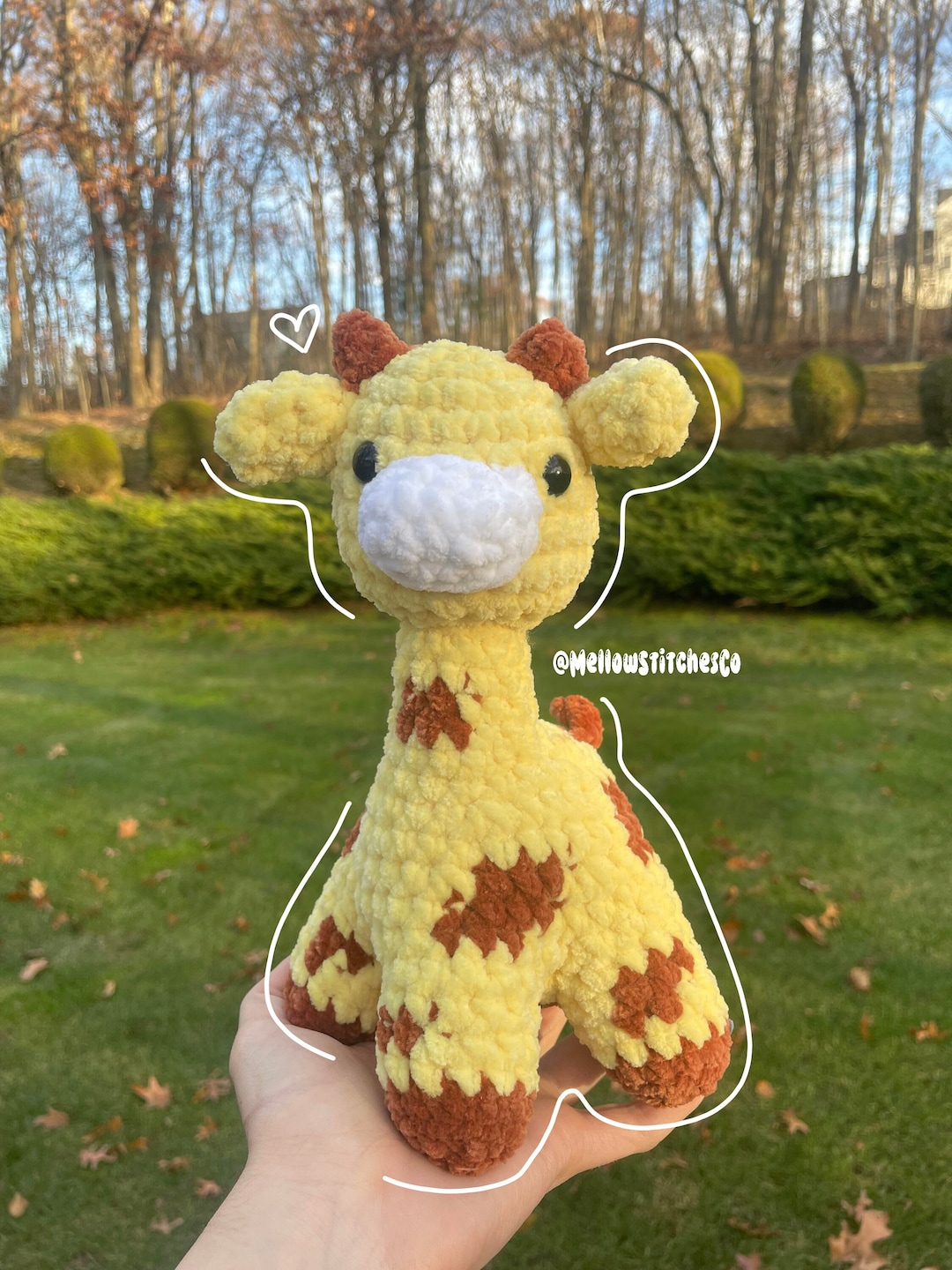 Mellowstitchesco CUSTOM COLOR CHOICE Plush Crochet Giraffe Giraffe