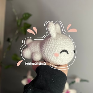 MellowStitchesCo Sleepy Bunny Plushie | Crochet Bunny | Bunny Plushie | Lazy Bunny Rabbit Animal Toy | Handmade Crochet Bunny