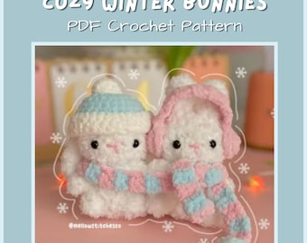 Cozy Winter Bunnies Crochet Pattern | Bunny Crochet Pattern | MellowStitchesCo