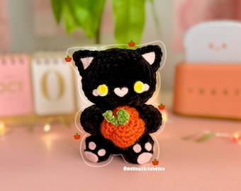 Pumpkin Kitty Crochet Plushie | Fall Cat Crochet Plush | Pumpkin Plushie | MellowStitchesCo