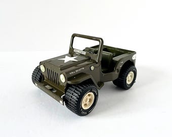 Vintage 1960-tals TONKA lastbil mini armé militär JEEP G-452-8, pressad stålmodellbil tillverkad i Amerika, retro metallleksak samlarpresent till honom