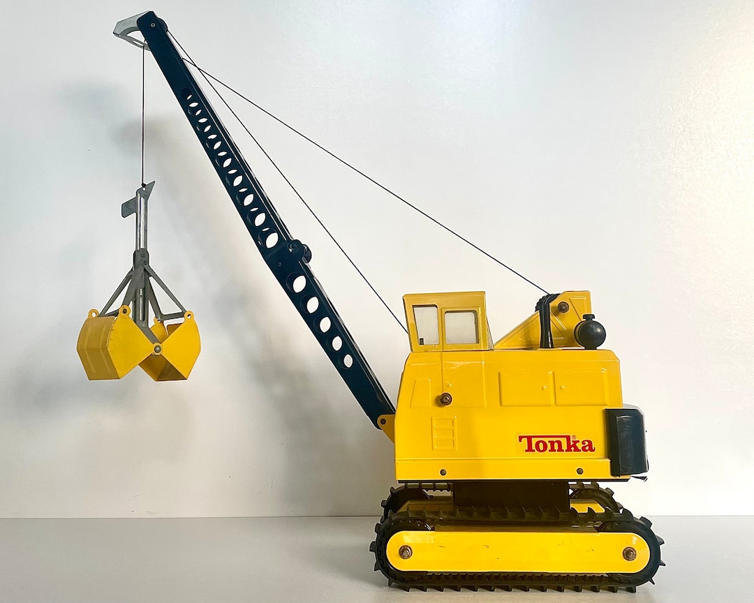 Mighty TONKA No 3997 Tracked Crawler Crane 1980s Vintage Yellow Steel