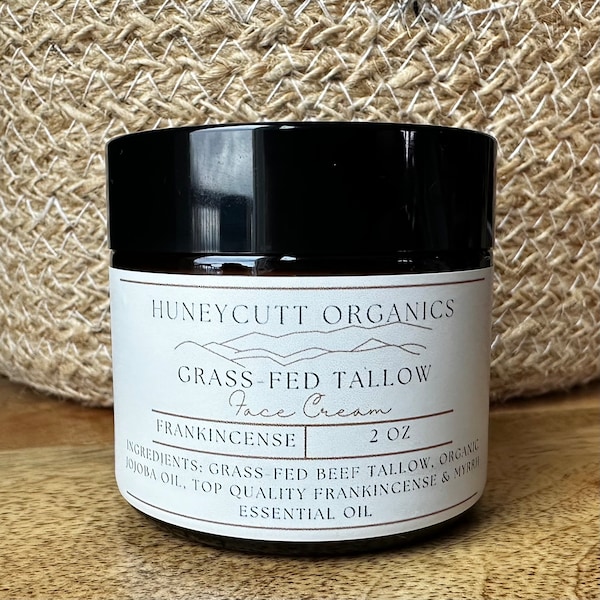 Tallow Face Cream, 100% Grass Fed, Organic, Top Quality Frankincense & Myrrh EO