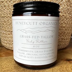 Grass-Fed Tallow Body Butter, Organic Avocado Oil Infusion