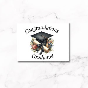 Cartão de formatura - Download instantâneo em branco para mensagem pessoal, impressão DIY em casa, comemore sua formatura