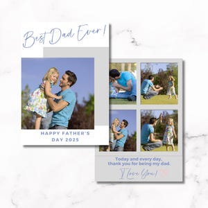 Cartão de Dia dos Pais - Colagem de fotos personalizada, melhor lembrança de pai de todos os tempos, presente exclusivo para impressão para pai, memória atenciosa