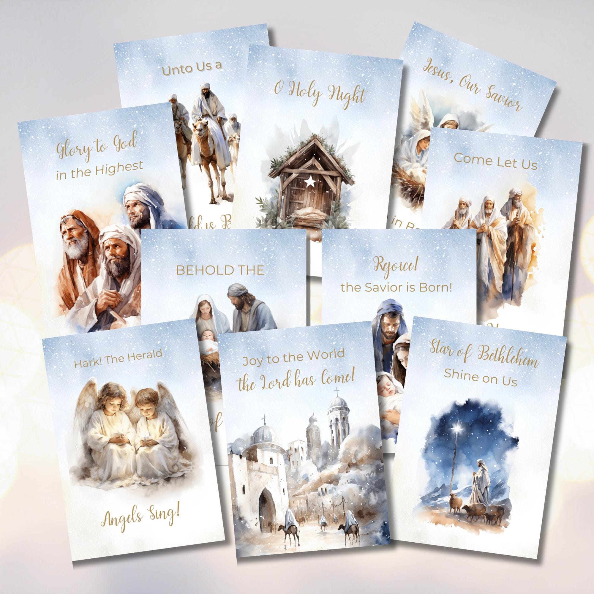 Nativity Message Christmas Card Set, Nativity Scenes, Printable Templates, Bible Verses ...