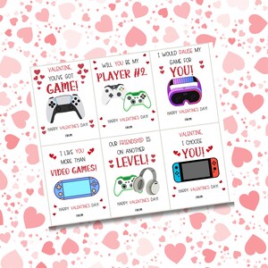 Video Game Valentine Cards: Set of 6 Printable Cards (digital Download ...
