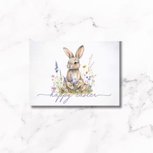 Plantilla de tarjeta de Pascua: adorable diseño de conejito bebé, imprimible y en blanco para sus celebraciones de primavera, perfecto para niños