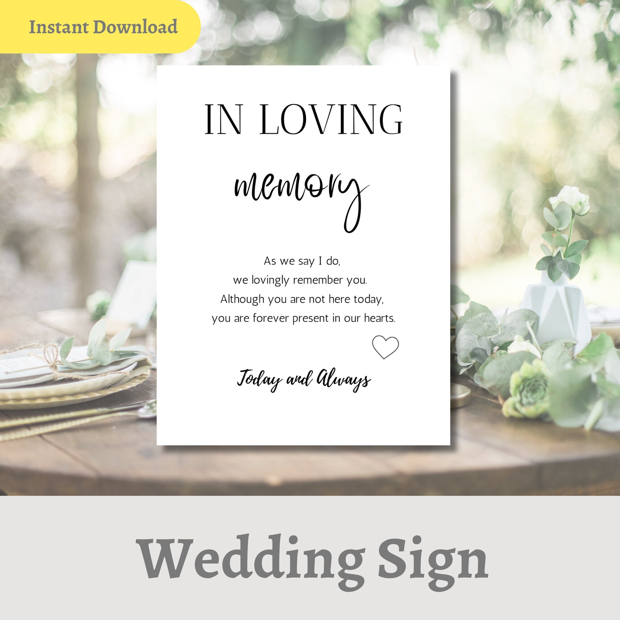 Wedding in Loving Memory Sign Canva Template Memorial - Etsy