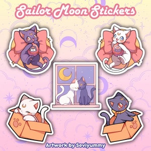 Sailor Magical Girl Luna Moon Cat Artemis Anime Neko Stickers