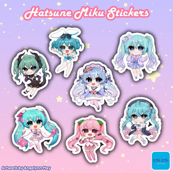 Chibi Hatsune Miku Vocaloid Stickers /Sakura Miku / Snow Miku / Racing Miku / Bunny Miku / Villain Miku / Love Sailor / Digital Stars