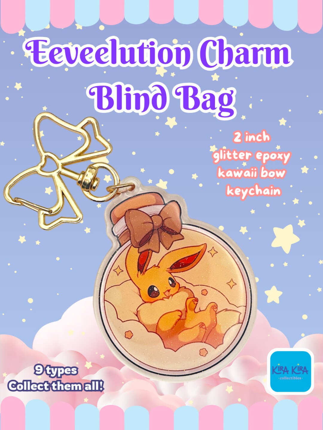 Eeveelution Kawaii Charm Blind Box Keychains | Eevee Sylveon Poke ...