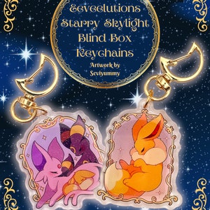 eeveelution starry skylight blind box keychains | eevee sylveon kawaii poke charms
