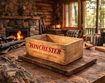 Winchester Arms and Ammunition Wooden Box: Rustic Hunting Decor