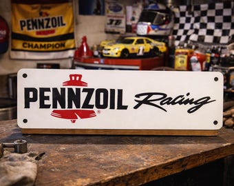 Pennzoil Racing Metal Sign – Vintage Garage Decor, Retro Auto Shop Wall Art