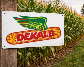 Rustic Farm Advertising: Dekalb Corn Seed Metal Sign, Agricultural Memorabilia
