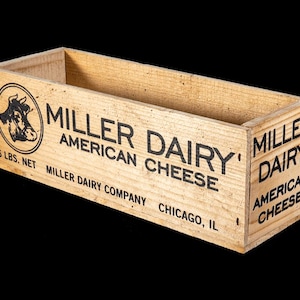 Miller Dairy Wooden Cheese Box – Vintage Reproduction Box, Rustic Farmhouse Kitchen Decor