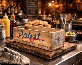 Vintage Advertising Food Cheese Box - Pabst Rustic Farmhouse Kitchen Country Store Decor
