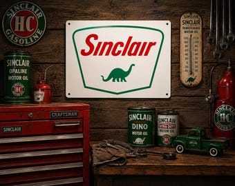 Sinclair Pump Sign – Vintage Reproduction Dinosaur Logo Service Station Advertising Gas & Oil Garage Decor